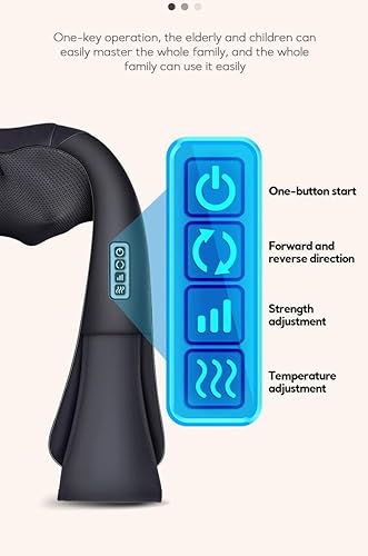 Miniatura 8 de Masajeador de cuello, hombros y espalda Shiatsu 4D con masaje de amasamiento profundo con calor para uso relajante corporal en casa, automóvil,