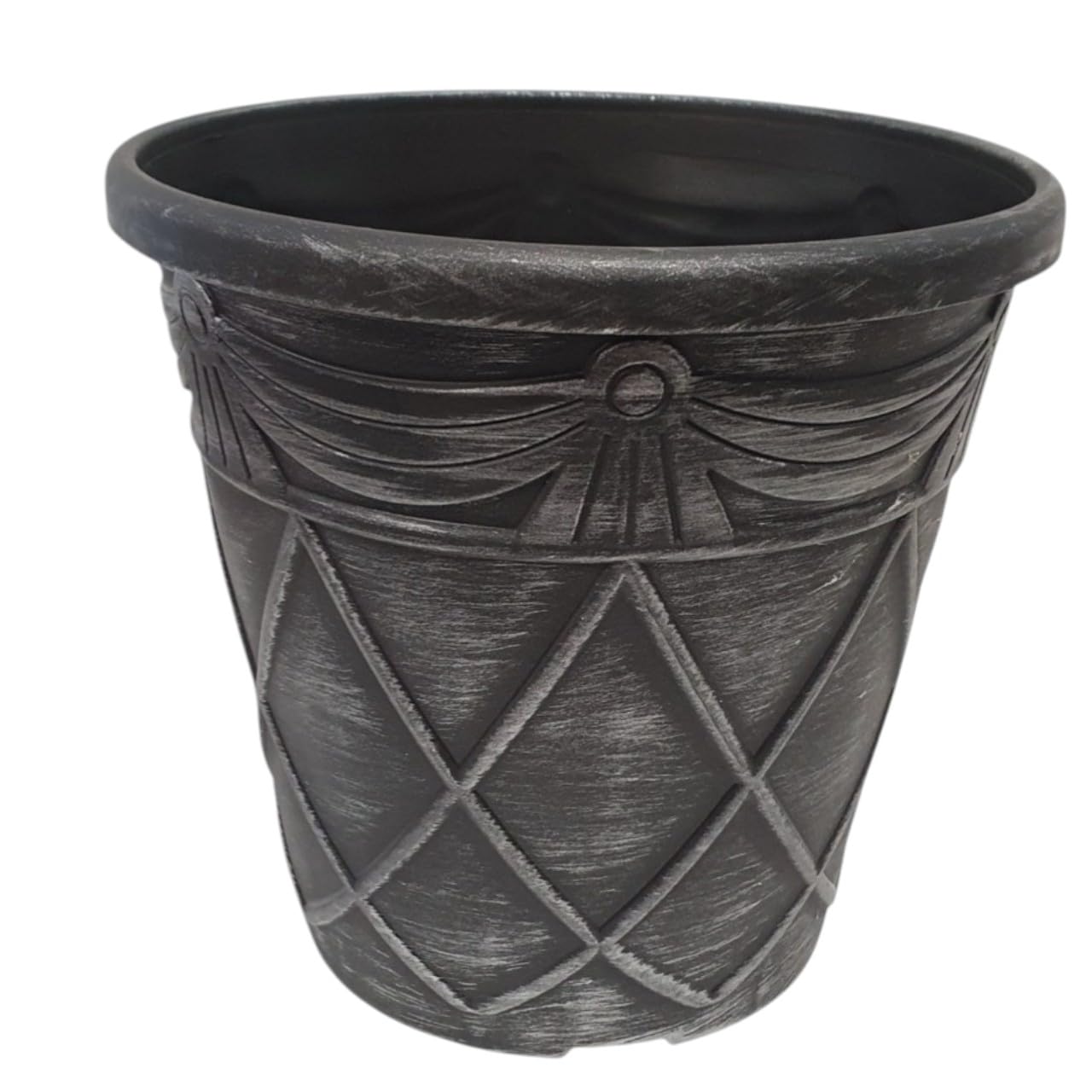 Silver Tuscan Style Garden Planter 25cm Pot Ornate Design 24cm Tall Plant Pot Outdoor Flower Pots Outside Garden Planters Outdoor With Drainage Holes (Tuscany (CTTR25S), 1)