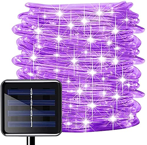 TTY Solar Rope Lights Outdoor,5M 50LED Solar Fairy Lights,Solar Tube Copper Wire Twinkling Fairy String Lights with 8 Modes for Garden Patio Yard Wedding Party Christmas Decorations (Purple)
