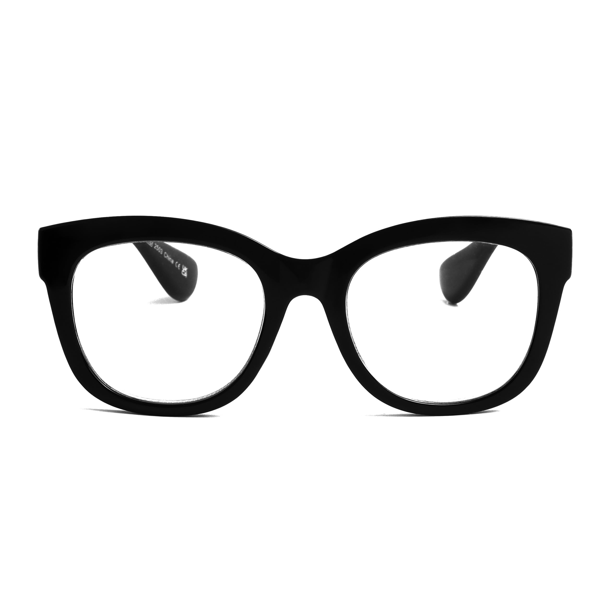 OPULIZE BIG Blue Light Blocking Reading Glasses - Bold Round Fashion Frame - Anti-Glare Anti-Reflective Computer Gaming - UV & Eyestrain Protection - Black - Mens Womens +2.50