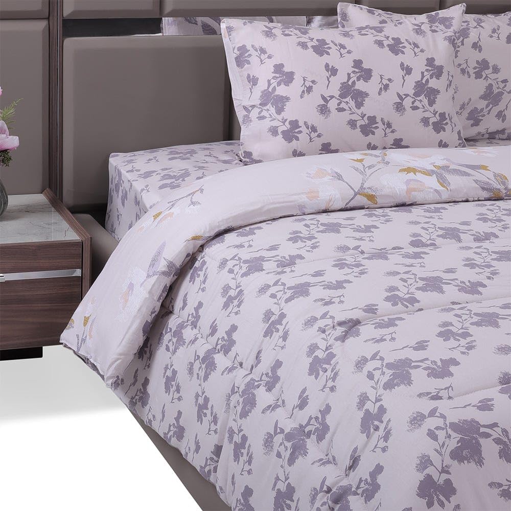 homes r us Renata 3-Piece Comforter Set, Peach – 200 Tc, 240X260 Cms