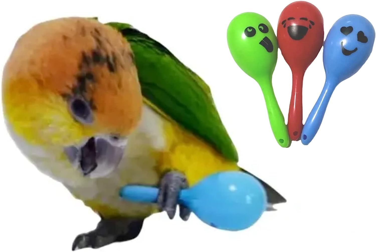 3PCS- Colourful Mini Ball Sand Hammer Parrot Rattle Shaker Musical Sound Toy Intelligent Sand Hammer Toys for Parakeets Canaries Cockatiels Conure Lovebirds(Random Color) — view 6