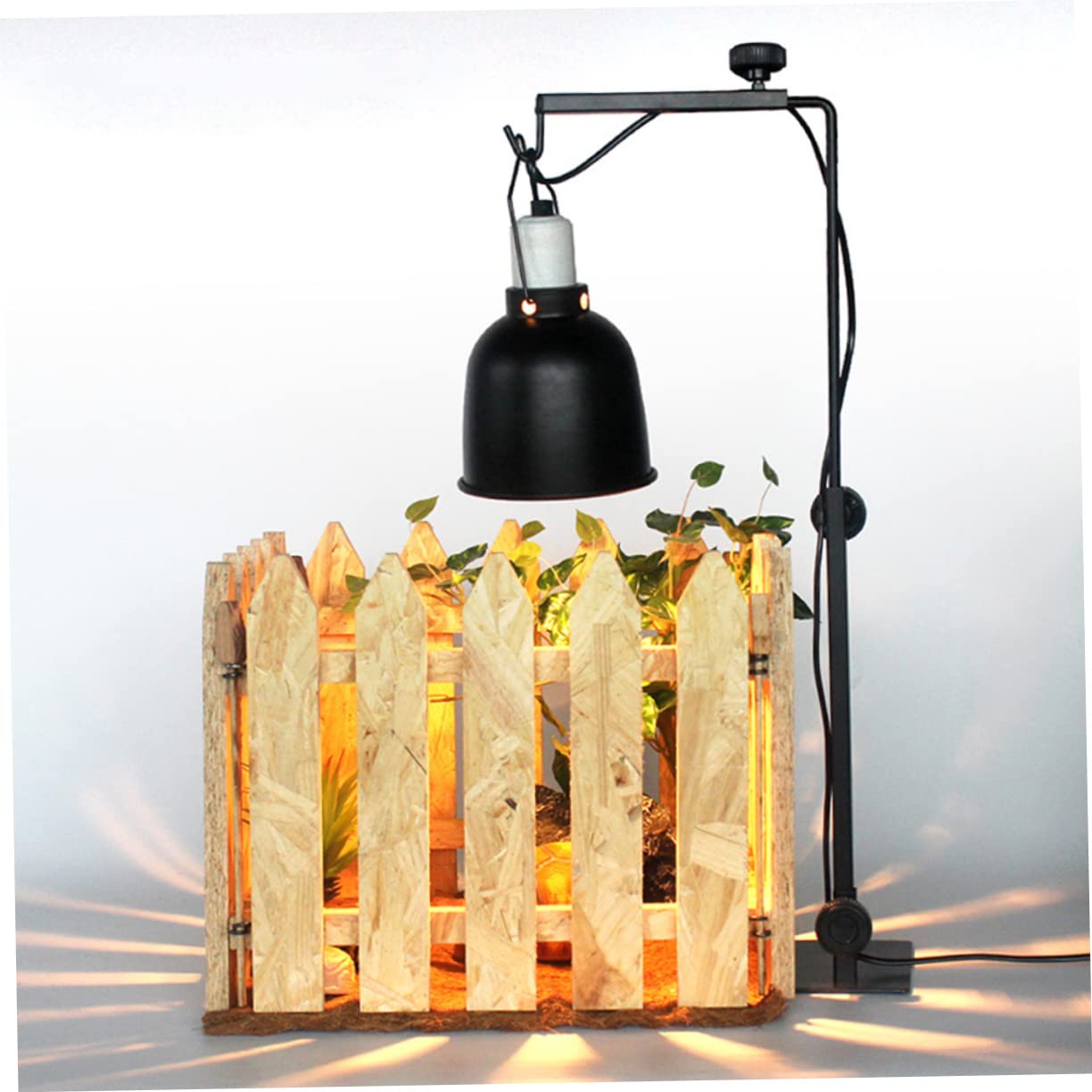 POPETPOP Lampada Scottature Supporto in Nero e Rettili Regolabile Metallo per Deformazioni Previene Riscaldamento Terrario Animali e Piante
