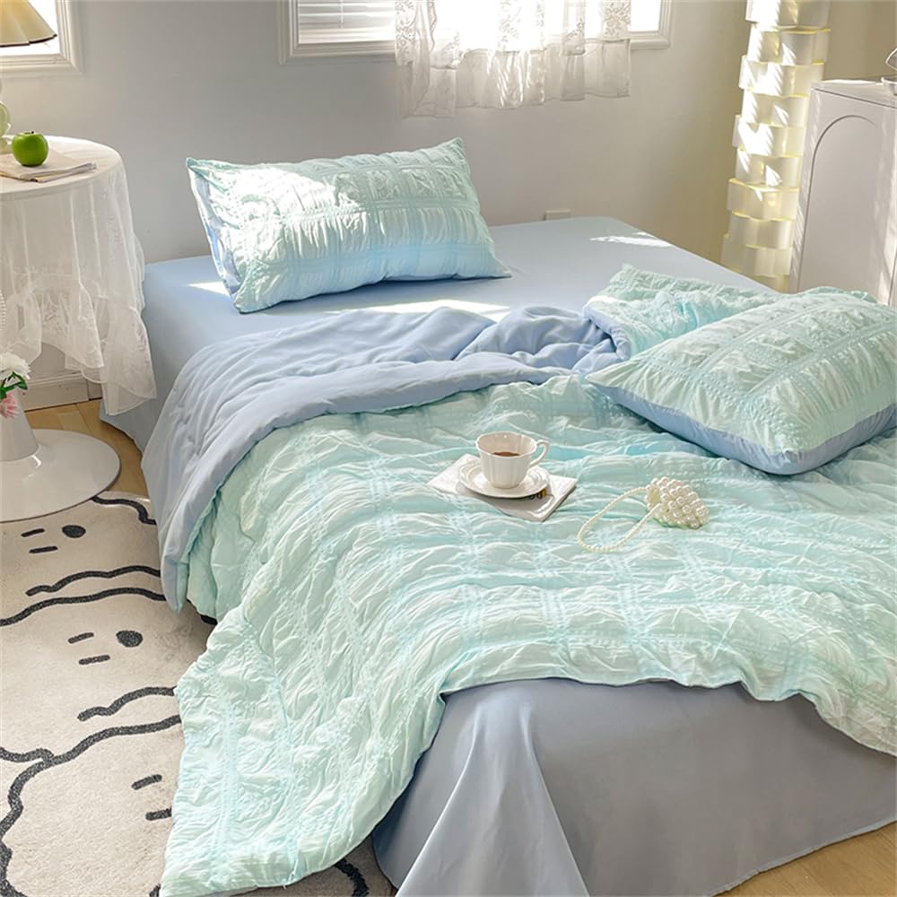 Surwin Colcha De Seersucker De Color Liso Colcha Cama Individual