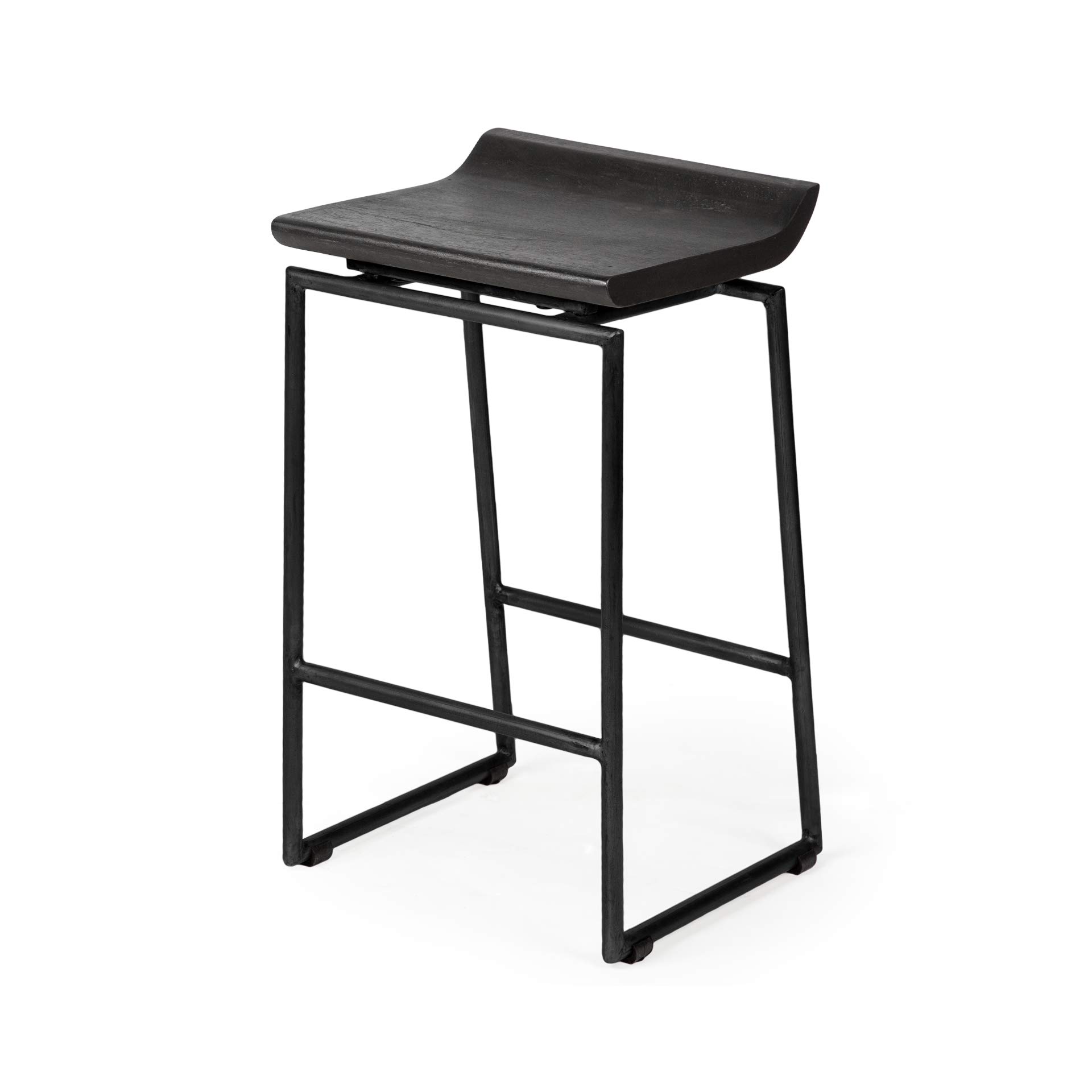 Mercana Givens IV Bar Stool, 14.0L x 15.8W x 25.8H, Dark Brown | Matte Black