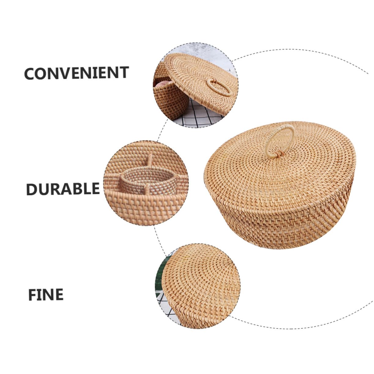 Ciieeo Cesto Portaoggetti senza Sbavature Stile Vintage con Coperchio in Legno Lavorazione Fine Scatola per Snack e Dolci la Casa