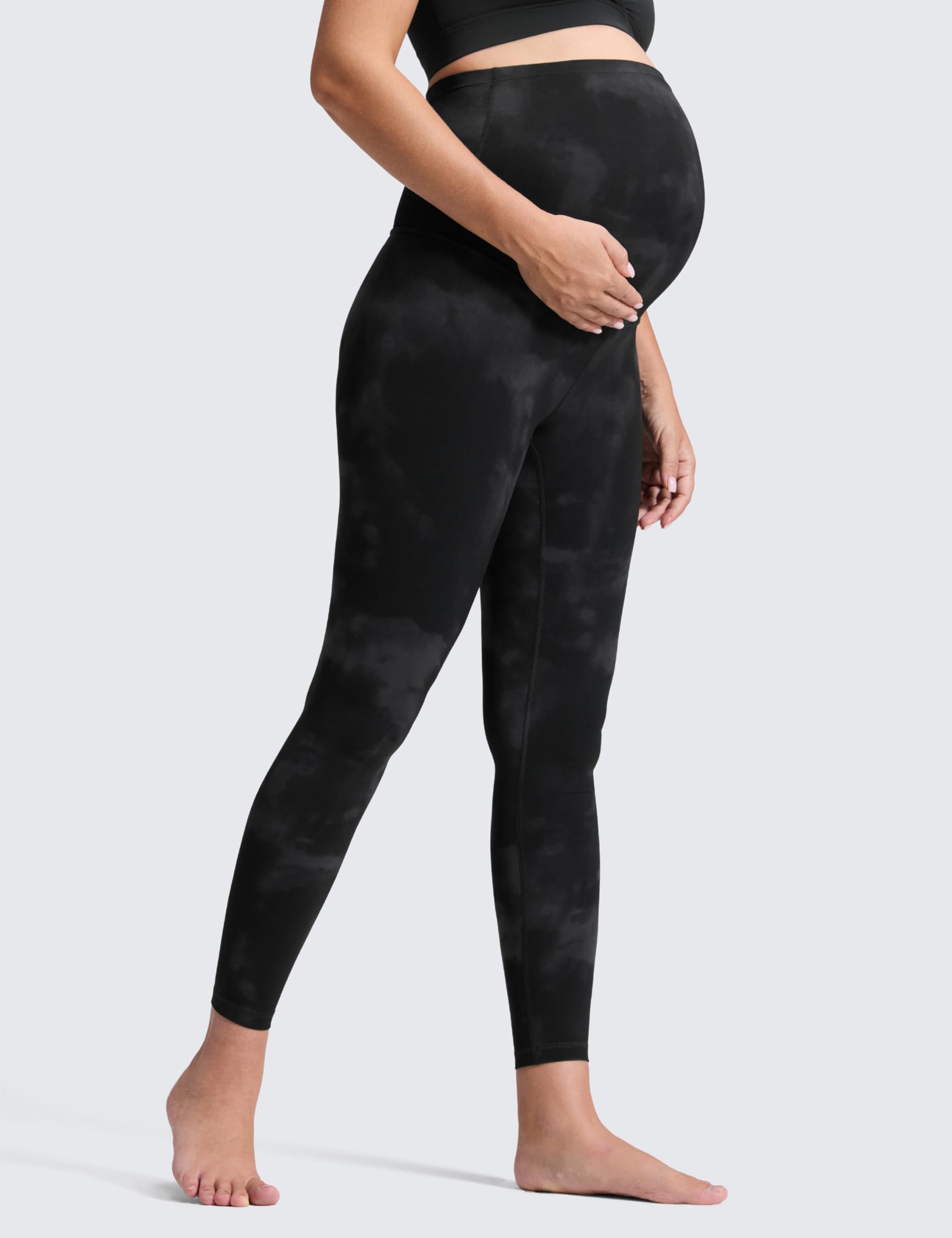 CRZ YOGA Maternidad Leggings 64cm Negro-Tiedye 42 | Butterluxe, Extremadamente Suave, Compresión Suave, Yoga, Talle Alto, Barriga Forma U, Embarazo y Posparto