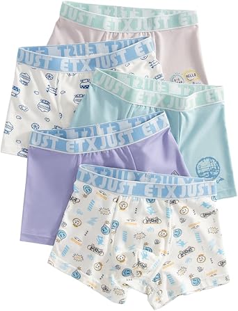 Boys Boxer Briefs, Modal Toddler Underwear Breathable Performance Big Boy Boxer Briefs with 5-Pack For 4-5T