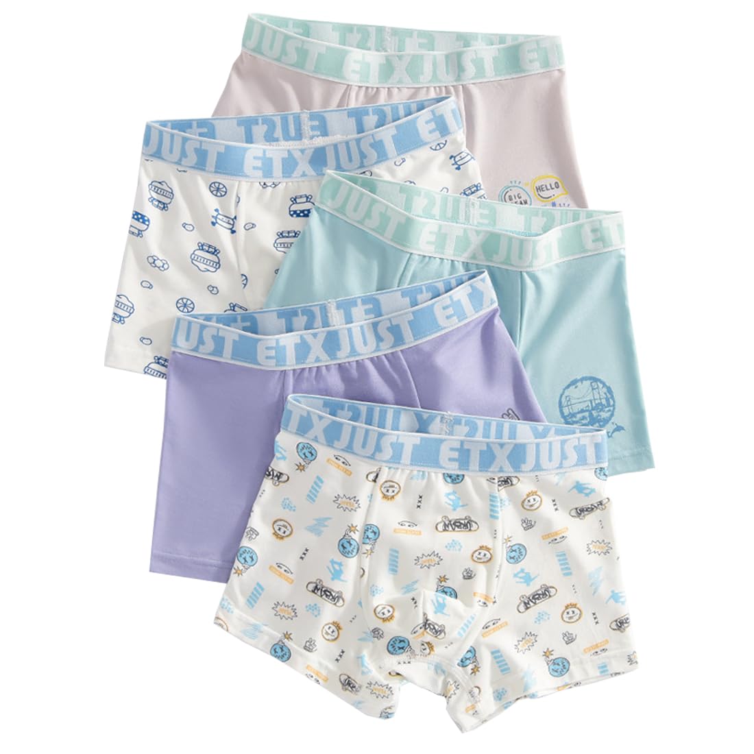 Boys Boxer Briefs Modal Toddler Underwear Breathable Performance Big Boy Boxer Briefs with 5-Pack For 4-5T