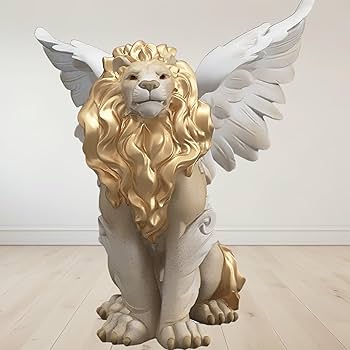 Amazon.co.jp: クリエイティブなライオン像、翼のあるライオンの彫刻
