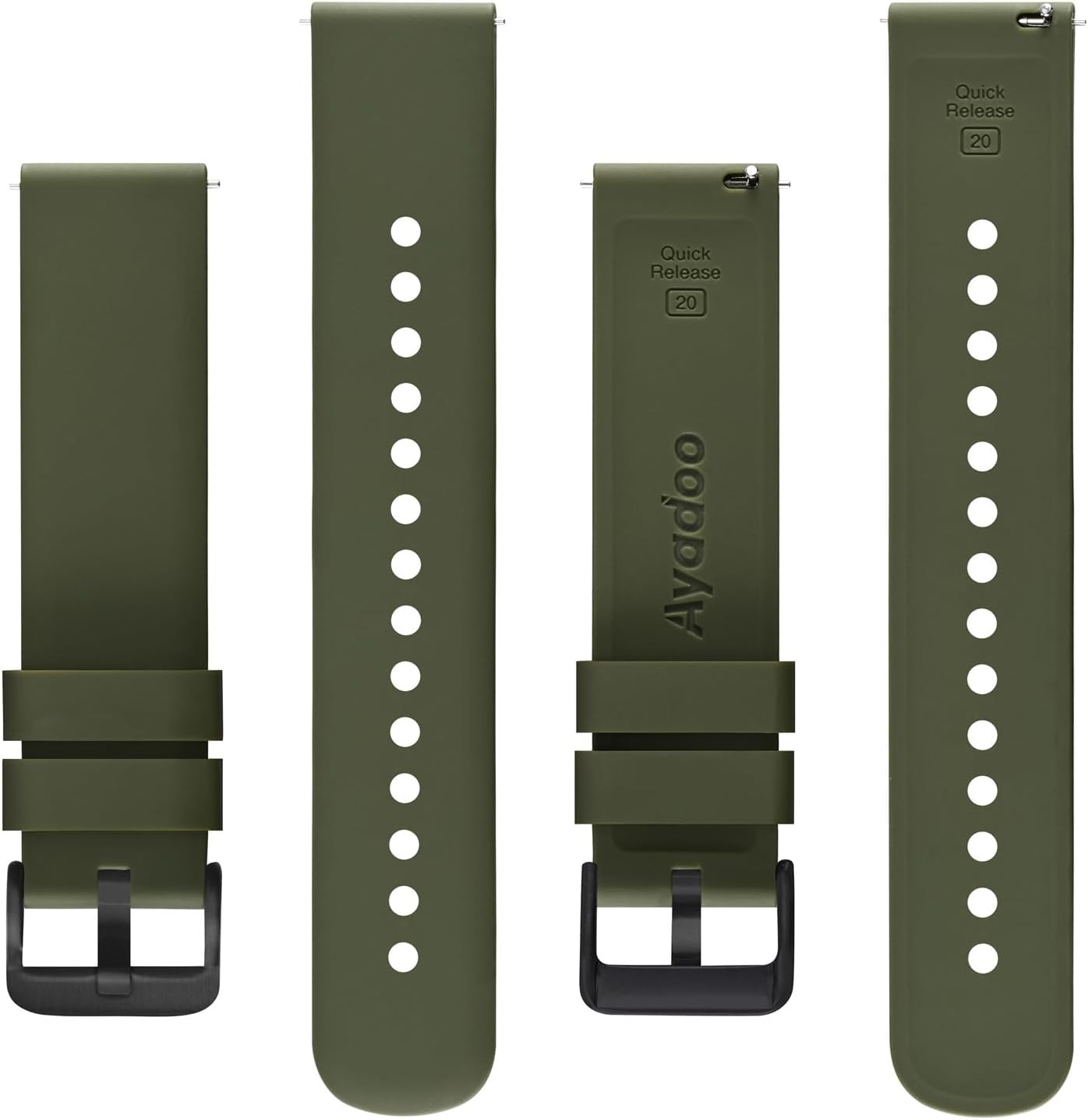 Ayadoo 18mm 19mm 20mm 21mm 22mm Silicone Watch Bands, Sporty Series Watch Straps with Quick Release
