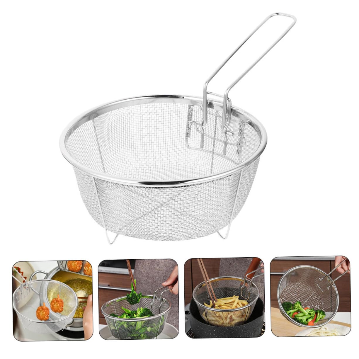 ABOOFAN Lot De 5 Paniers À Friteuse En Acier Inoxydable Avec Passoire Et Panier À Friteuse À Air Pour Frites