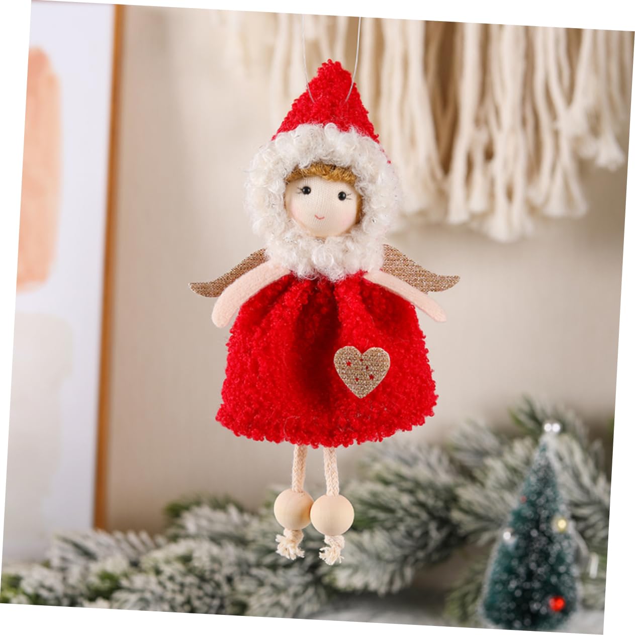 PRETYZOOM 4 Set Fascino Bambola Angelo Angeli Natalizi Angioletti Natalizi Arredamento Casa Fata Ornamento Dell'albero Di Natale Ornamento Da Appendere Per Natale Stoffa Rosso 3 Pezzi * 4