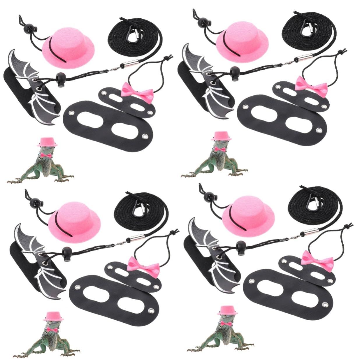 DOITOOL 4 Juegos De Correas para Lagartos Reptiles Pajarita Sombrero Correa para Exteriores Ajuste Cómodo Diseño Resistente.