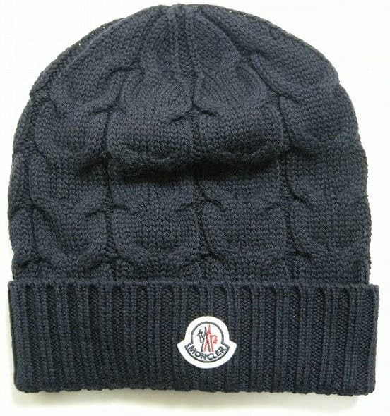 MONCLER BERRETTOロゴワッペン付きケーブル編みニットキャップ
