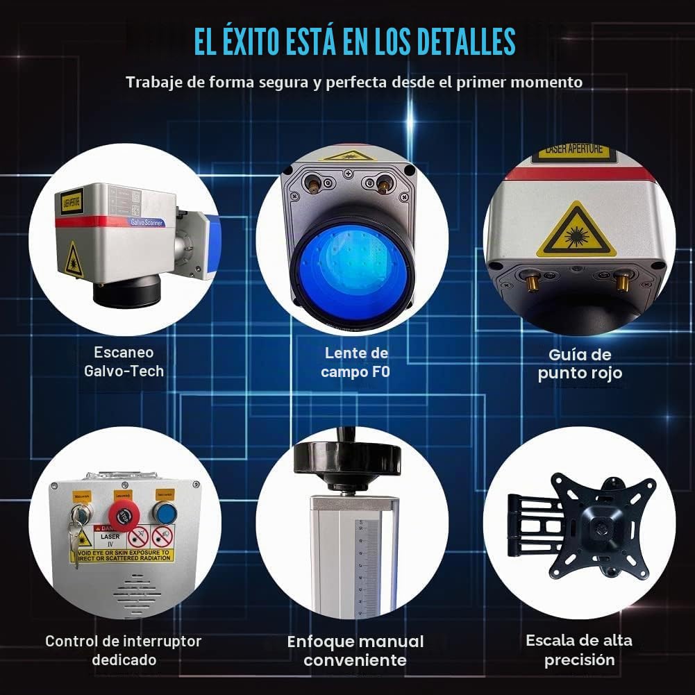 30W Grabador Láser Máquina de Grabado y Corte Láser 1064nm 220V para Metal Cobre Aluminio Acero Joyas (Ezcad2 150X150 mm)