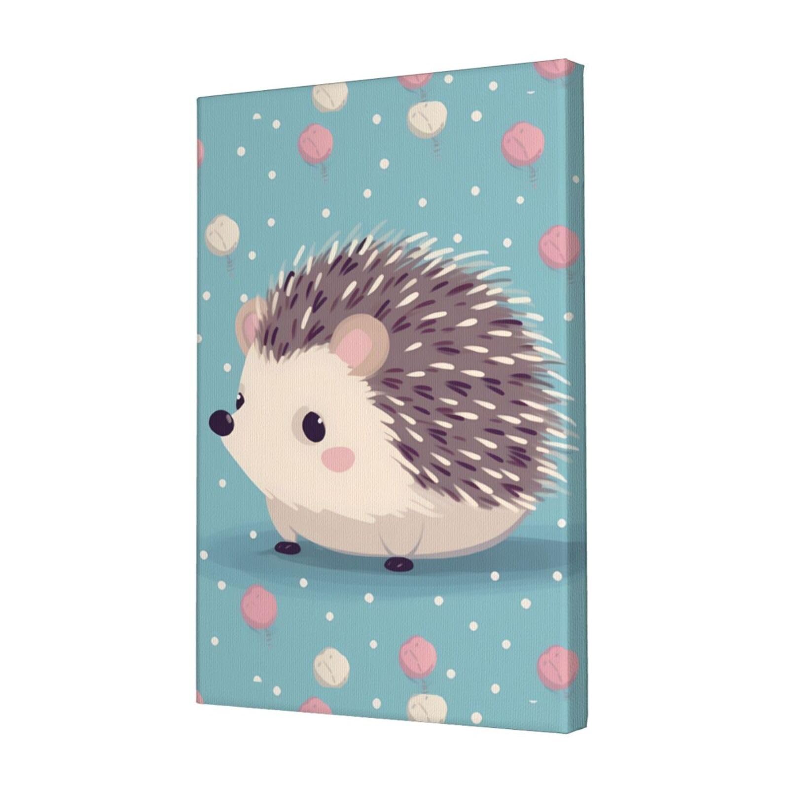 FodPand Hedgehog Polkadot Canvas Wall Art for Living Room Wall Decor 12"x18" Modern Artwork Painting Pictures Hanging Canvas Prints Aesthetic Wall Art for Bedroom Bathroom Office Wallart Decor
