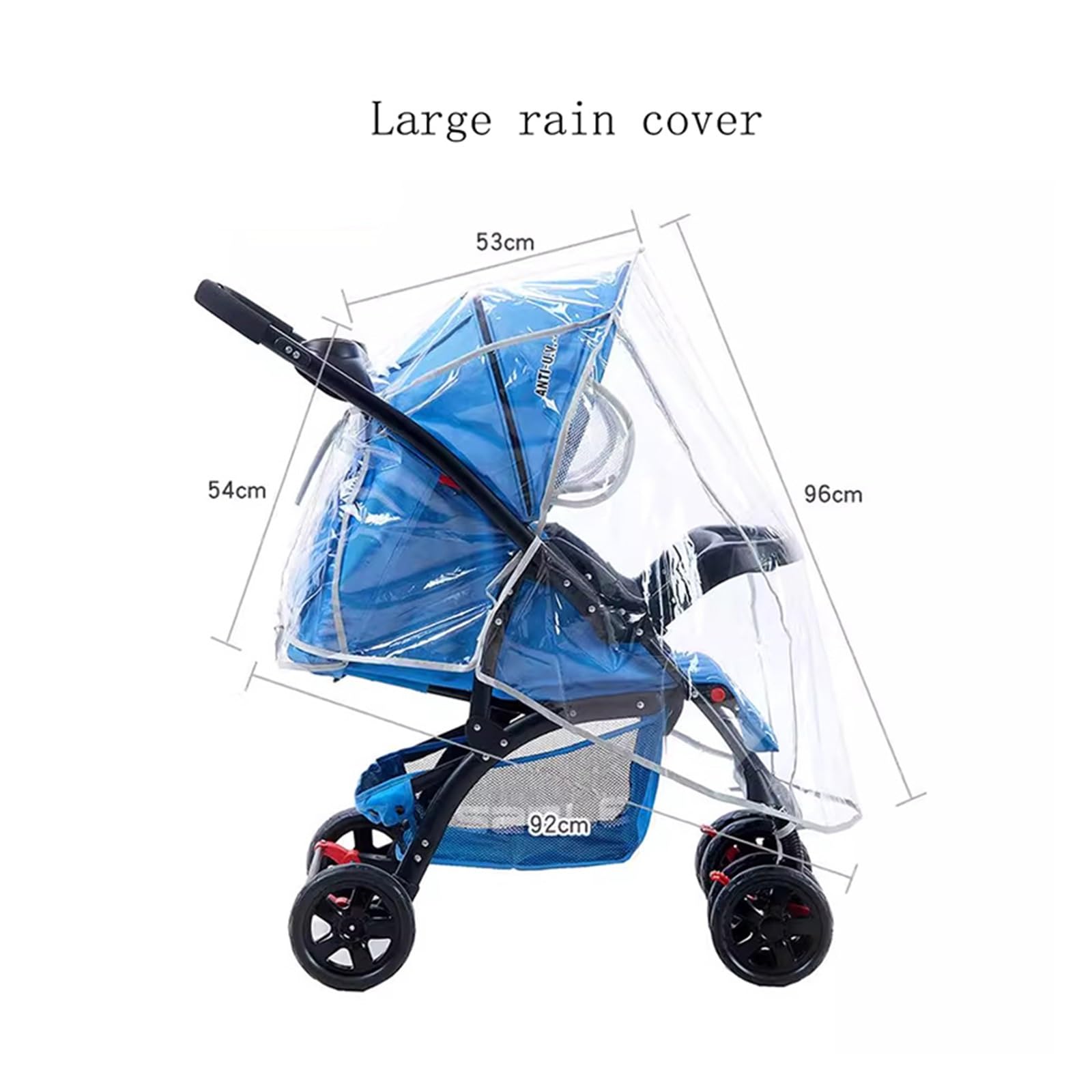 Housse Pluie pour Poussette Housse de Pluie Universelle imperméable for Poussette, Accessoires de Poussette, Pare-Vent Transparent, Fermeture éclair Ouverte for poussettes, imperméable(YJ37801)