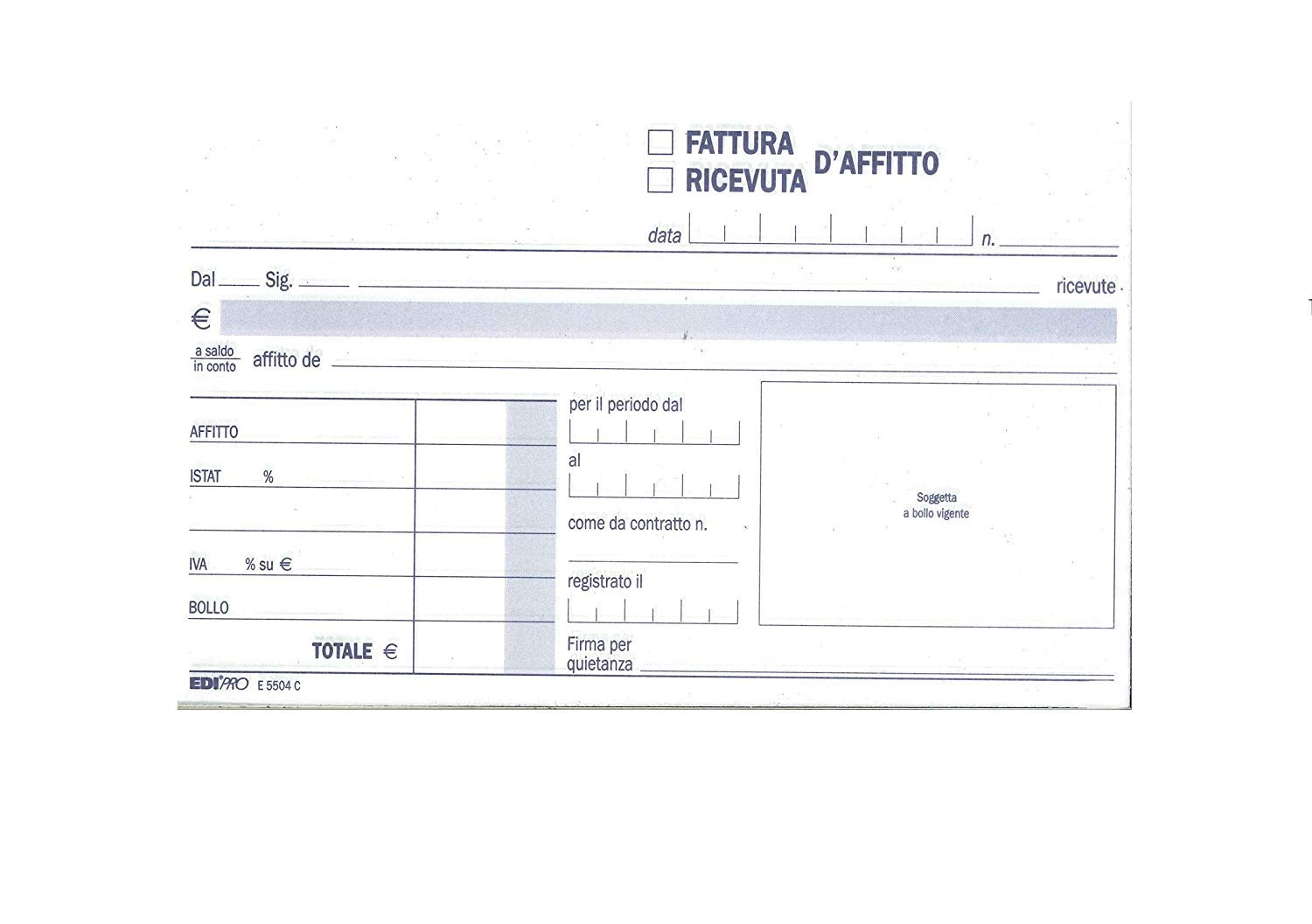 10 Blocchi Ricevute Affitto 50x2 Autoricalcanti - Ediprò E5504C, Formato 9.9x17 Cm, Bianco E Nero - Foto 9