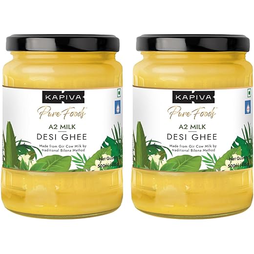 Kapiva A2 Desi Cow Ghee 500Ml Bilona Method Curd Churned Pur