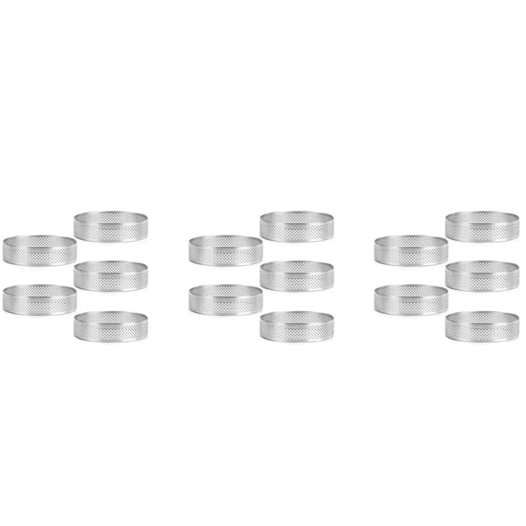 Hndhbfgrt 15Pcs Circular Tart Rings with Holes Stainless Steel Fruit Pie Quiches Cake Mousse Mold Kitchen Baking Mould 9cm