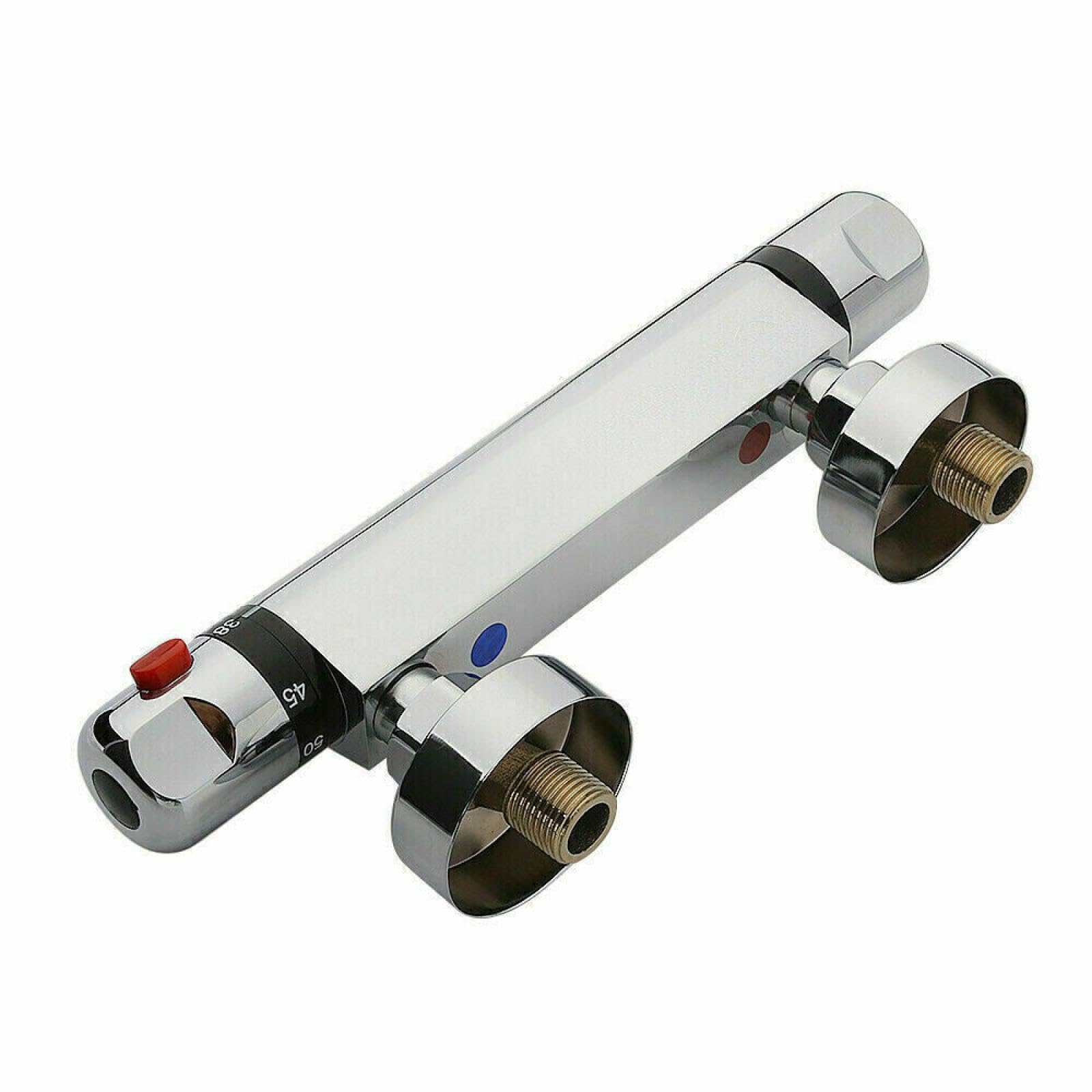 Mitigeur thermostatique de douche anti-brûlure à sortie 1,27 cm et fond chromé