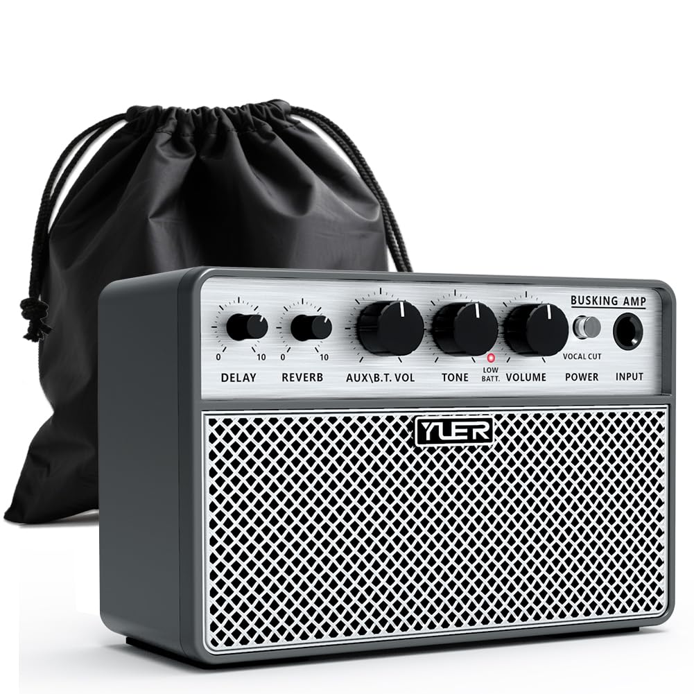 Yuer BA-10Pro 10W Acoustic Guitar Amp, Portable Vocal & Guitar Amplifier with Digital Delay/Reverb Effect Headphone Jack/OTG Wireless Small Guitars Amp for Recording, Practice, Travel with Carry Bag