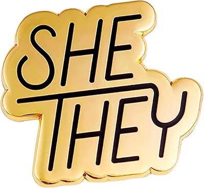 Dissent Pins â€˜She/Theyâ€™ Enamel Pronoun Pin - Make Your Pronouns Easily Known - Backpack Button Pin, Lapel Pin for Casual Wear, Pride Festival, or Social Occasions