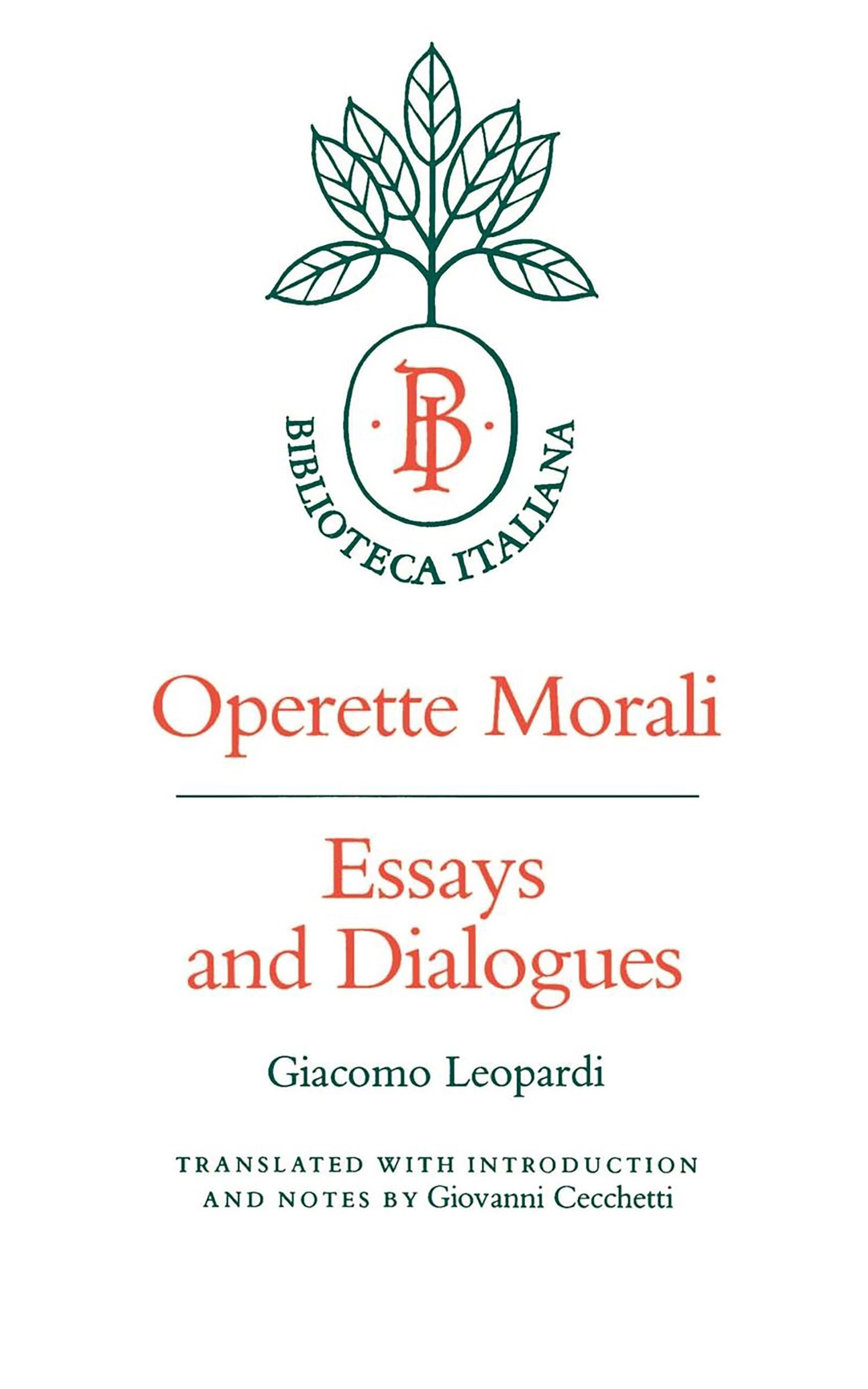Operette Morali by Giacomo Leopardi, Giovanni Cecchetti, Giov... - 9780520049284