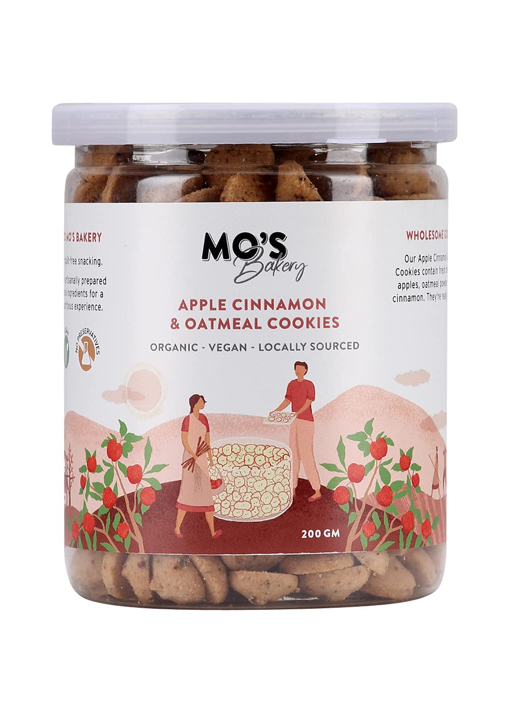 Apple Cinnamon & Oatmeal Cookies, 200gms | Healthy Cookies | Healthy Snacks | Wholesome Snacking | Vegan, 100% Natural & Preservatives Free