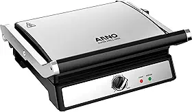 Grill Super Inox Arno XL GGRA - Grande Capacidade com Abertura 180° e Placas Antiaderentes, 110V
