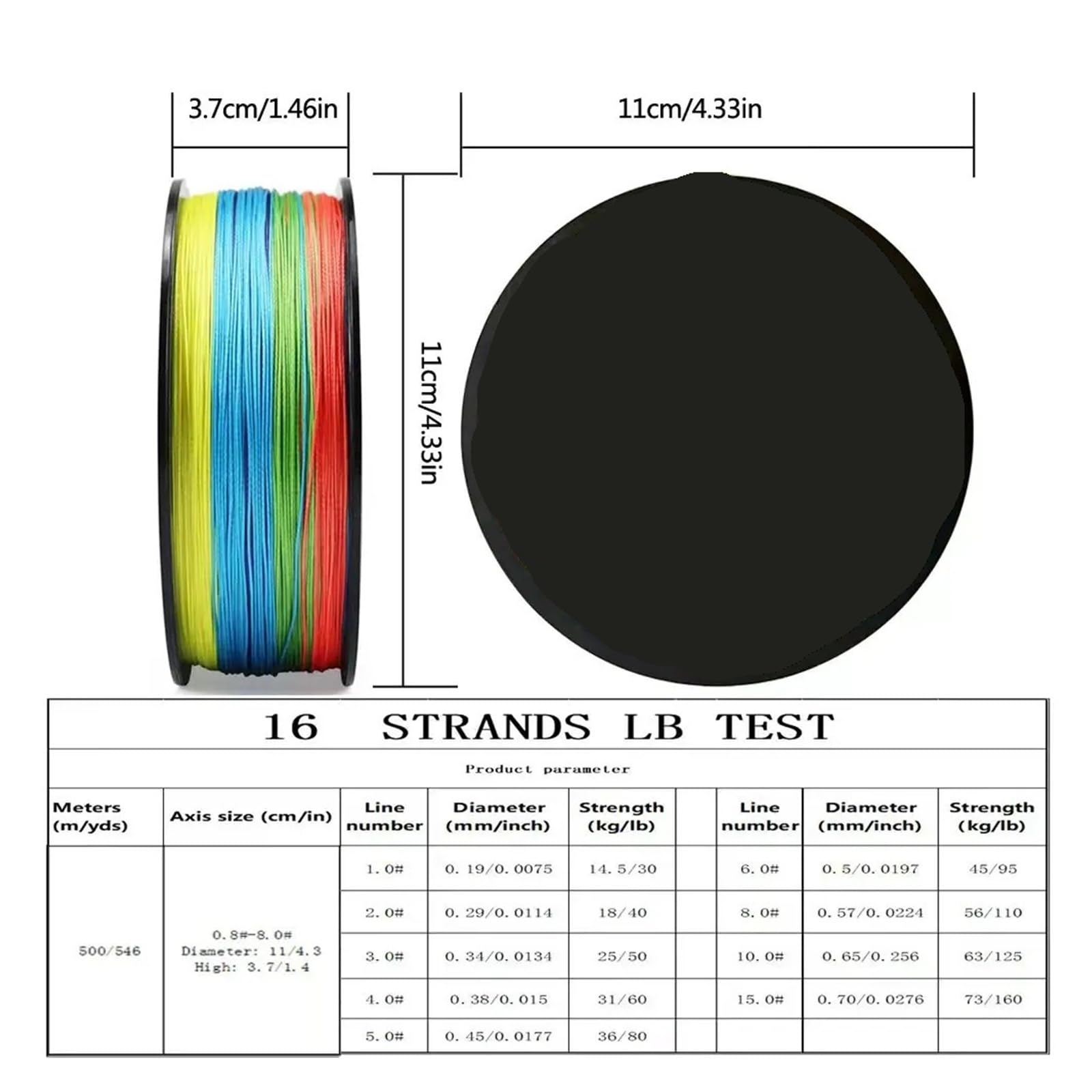 Hilo de Pescar Trenzado, Alambre multifilamento 16 hebras, 500 m, 30‑95 LB