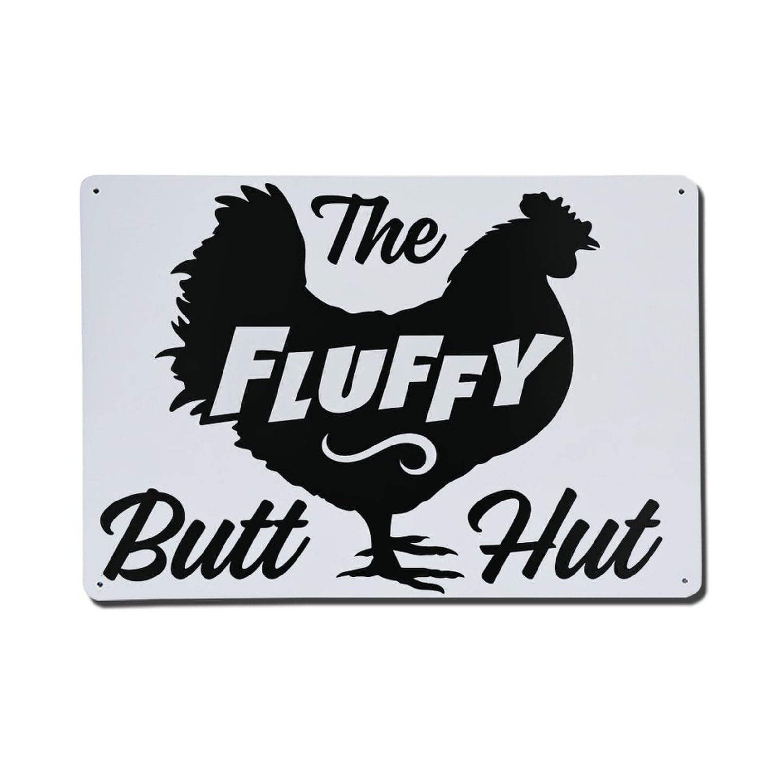 Nestemfo Vintage The Fluffy Butt Hut Rooster Tin Sign Metal Sign, Living Room,Bar, Home, Bedroom Wall Decor,Retro Metal Poster 8X12 Inches