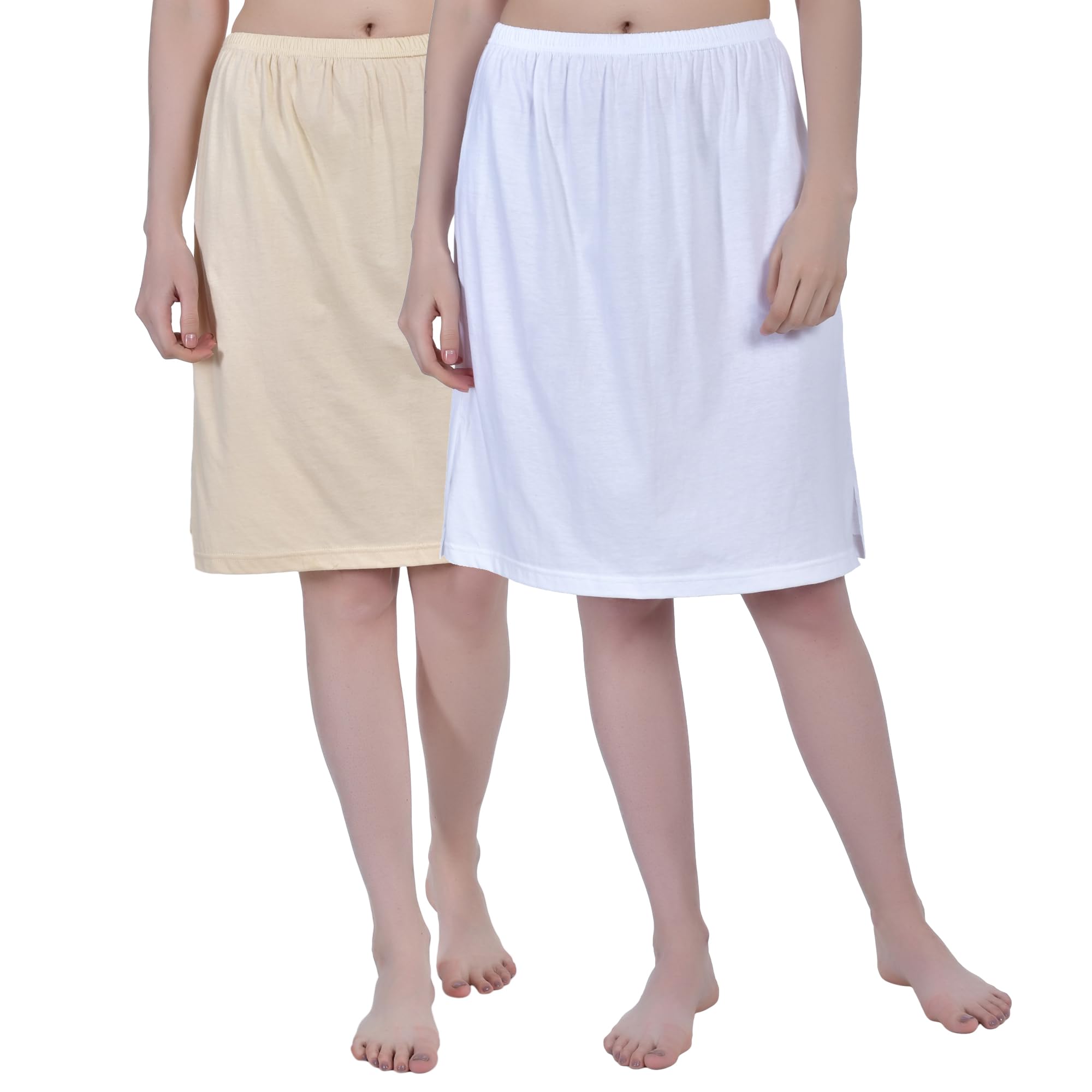 Women's Cotton Knee Length Skirt Slip - Pack of 2
