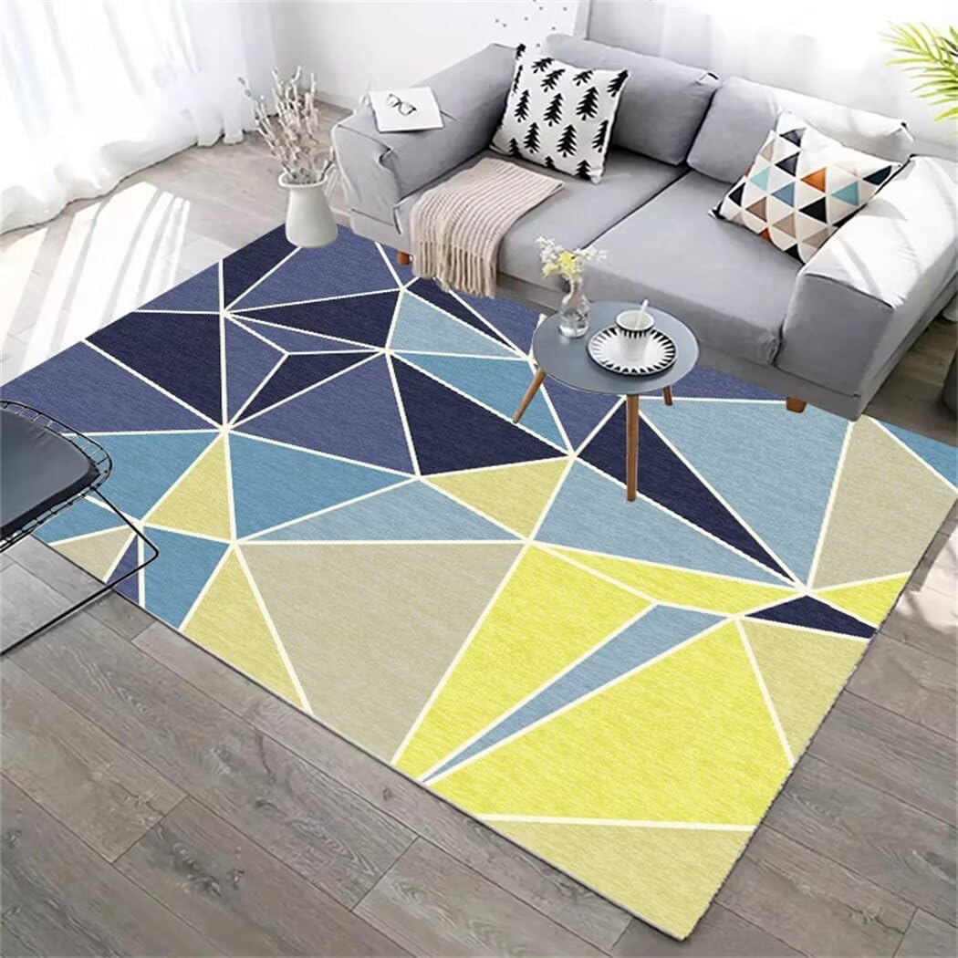 Tapis chambre garçon bleu et jaune pour éviter les glissades