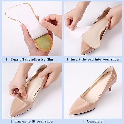 Miniatura 6 de 2 pares de inserciones de tacón alto para mujer, plantillas de amortiguación adhesivas , plantillas de zapatos sin calcetines, plantillas