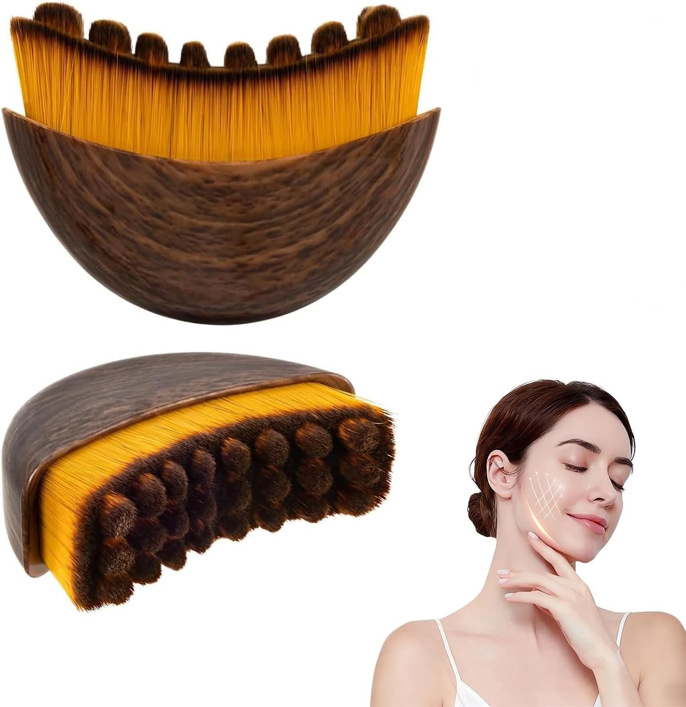 ROKTRY Premium Contour Face Brush,Curved Foundation & Blush Brush with Ultra-Soft Dense Bristles, Ergonomic Wooden Handle for Flawless Makeup Blending Skin Glow & Absorption(1 Pcs Contour Face Brush)-image-8