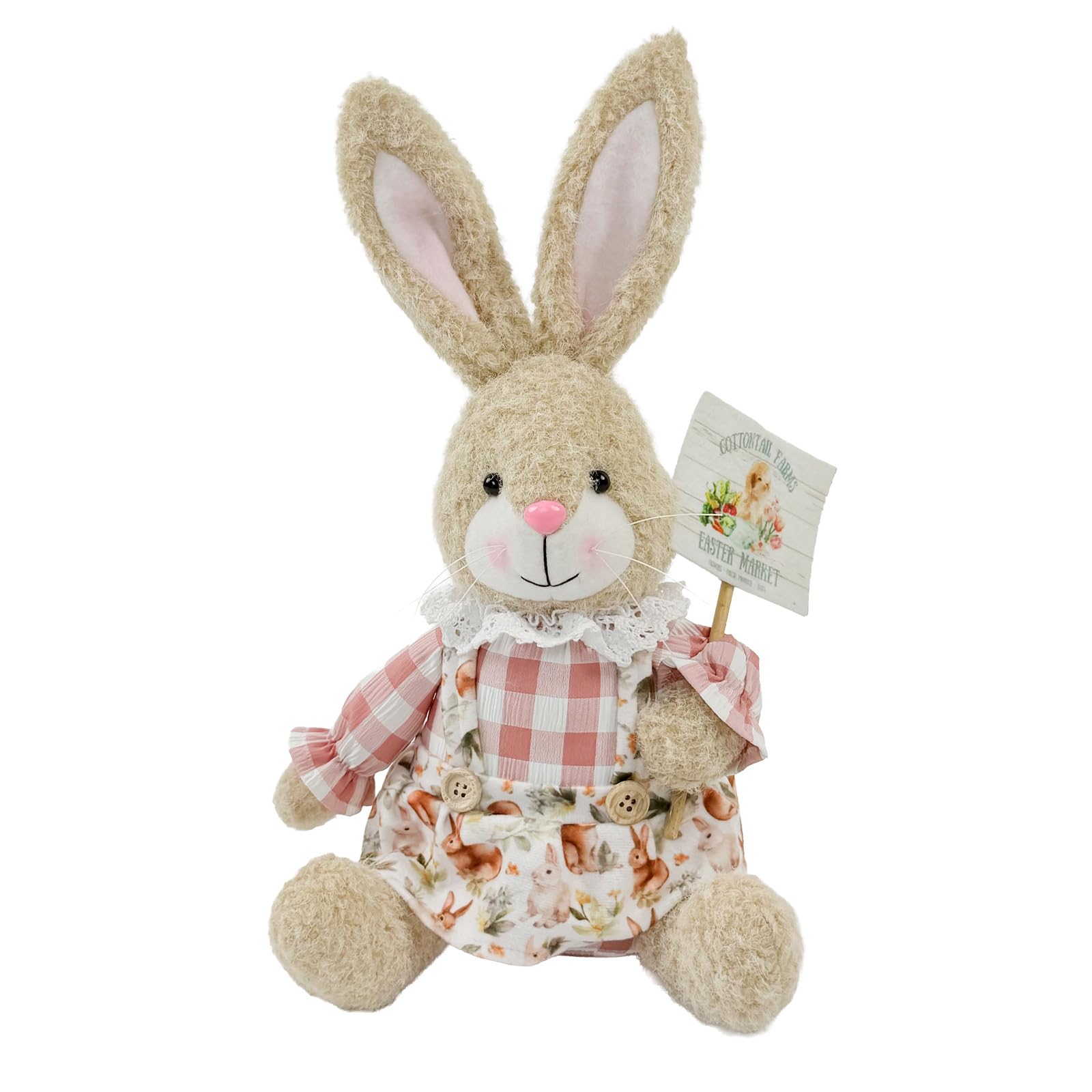 Sbshiouu Happy Easter Themed Rabbits Statue Sturdy Polyester Ornament Holiday Deck Option Seasonal Home Accessory