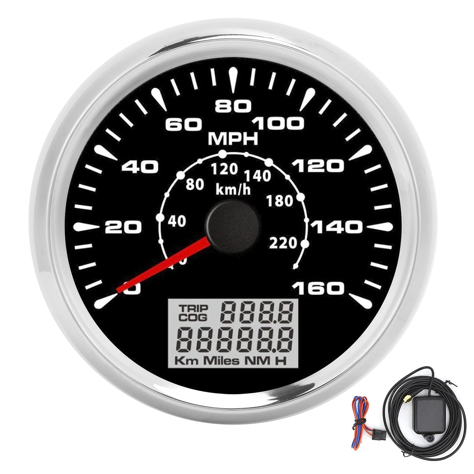 IP67 85 mm miernik 160 MPH 220 KM/H do samochodów myśliwskich łodzi RV cyfrowy licznik kilometrów z podświetleniem srebrna ramka prędkościomierz samochodowy miernik samochodowy instrument gwiazda