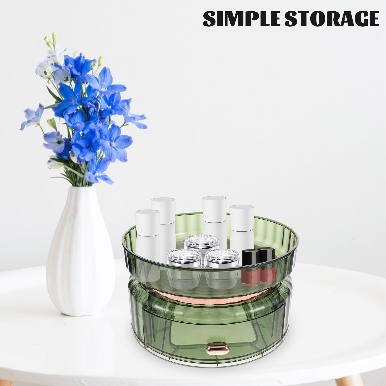 Abaodam Drehbarer Make Up Organizer für Arbeitsfläche, Pet Grün
