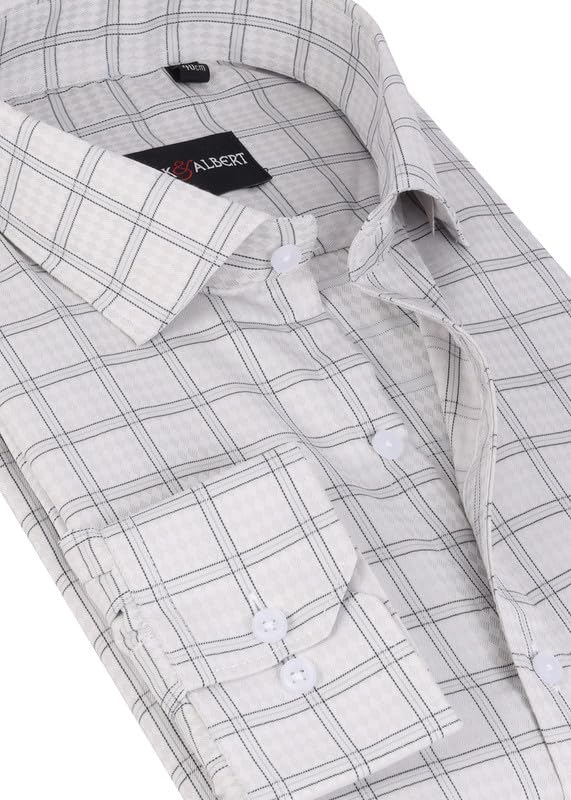 Image of MARK & ALBERT 100% Cotton Full Sleeves Regular Fit Formal Shirt for Men Blue