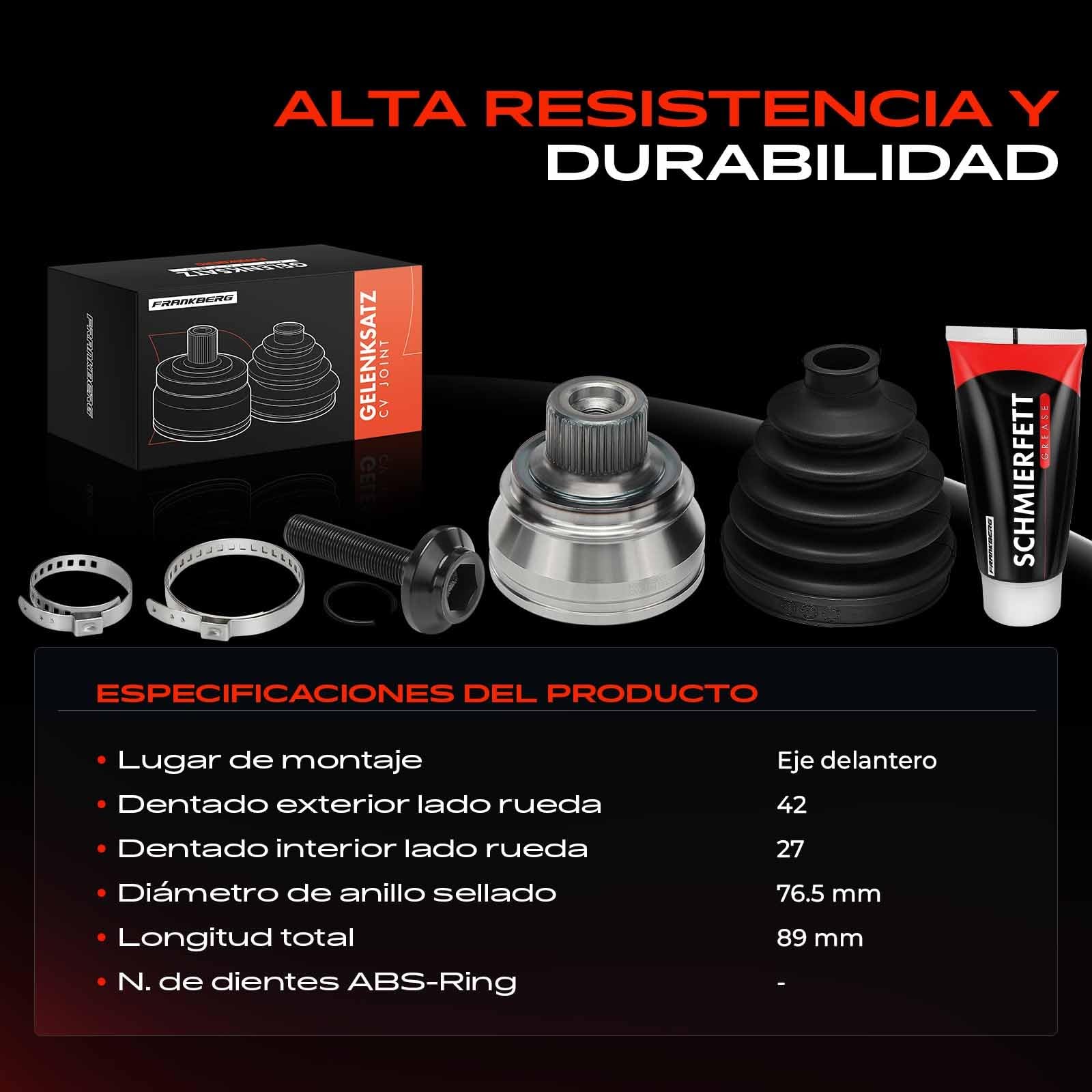 Frankberg Juego de articulación Arbol de transmisión Eje delantero Compatible con A4 8K2 A4 Allroad 8KH A4 Avant 8K5 A5 8T3 A5 Cabriolet 8F7 A5 Sportback 8TA A6 4G2 4GC A6 Avant 4G5 4GD 8K0498099