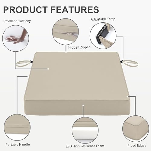 Miniatura 6 de Favoyard Cojín para silla de patio de 24 x 24 pulgadas, impermeable, para muebles de patio, color resistente a los 3 años, para jardín, sofá, silla,