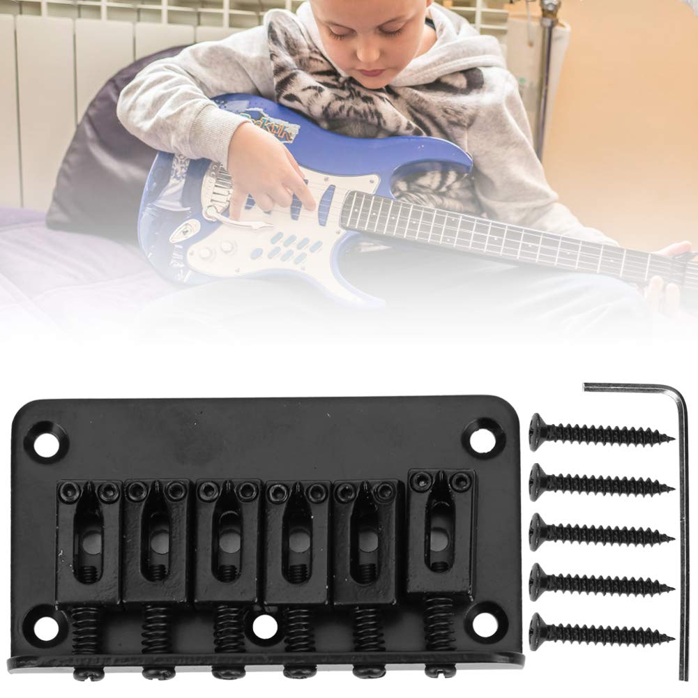 RiToEasysports 6-strunowy stały mostek gitara elektryczna hardtail mostek siodłowy części zamienne z kluczem 78 mm