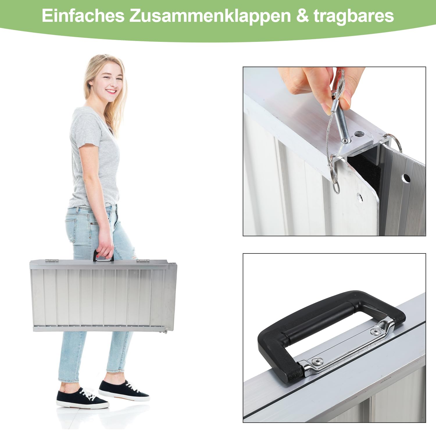 Rampa para silla de ruedas de 152 x 73 cm, soporta hasta 270 kg, con superficie antideslizante, portátil, para silla de ruedas, para casa, escalones, escaleras, apertura de puerta
