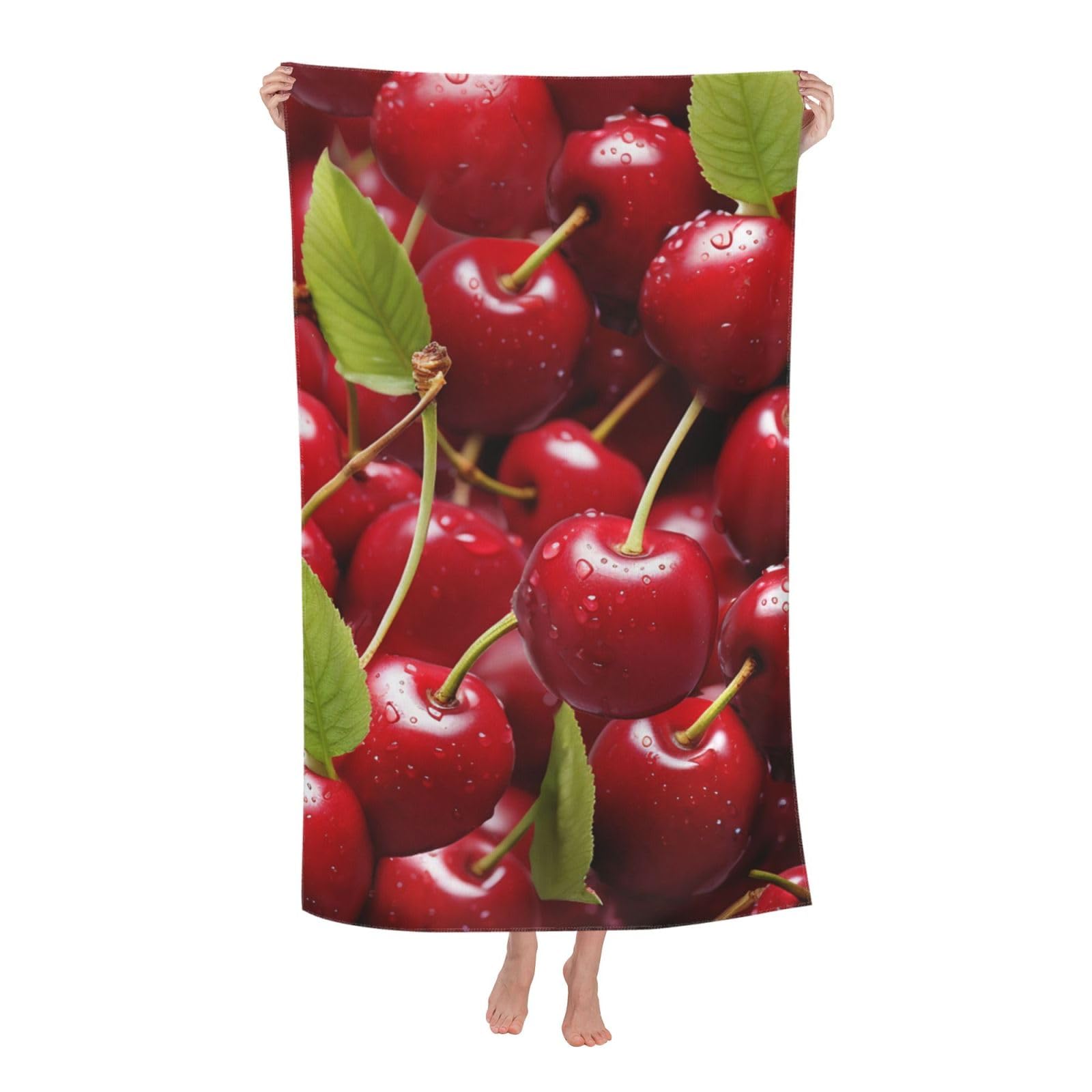 HLBSDM Red Cherries Beach Towel 52 x 32 in Vacation Essentials Quick Dry Sand Free Pool Swim Towel Super Absorbent Bath Towels Oversized Gym Towels Travel Blanket Gift