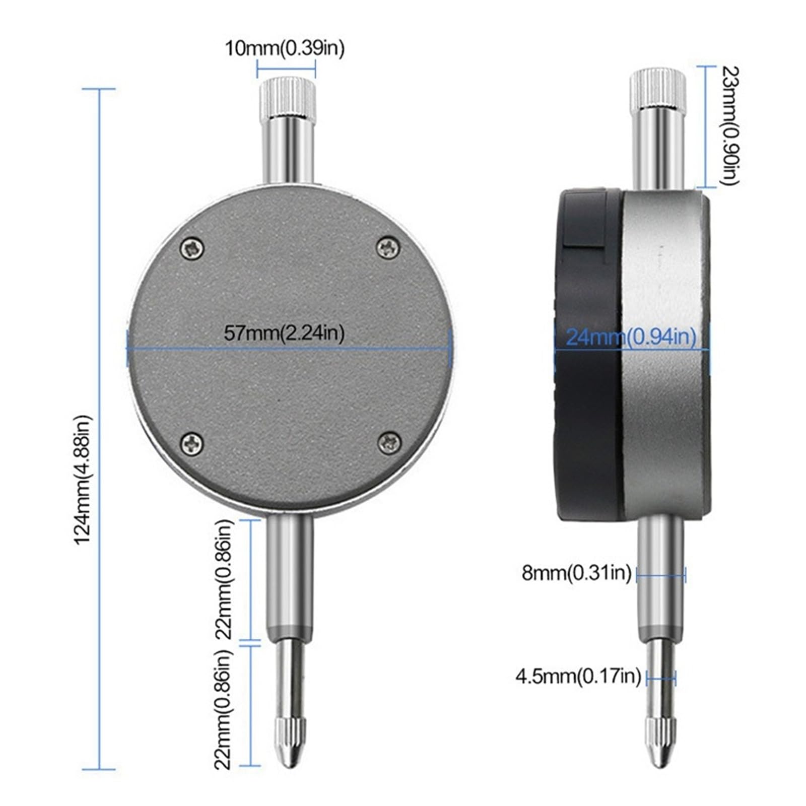 Micrómetro electrónico de 0,001 mm, micrómetro digital de 0,00005 pulgadas, rango métrico/pulgadas, indicador de cuadrante de 0-12,7 mm/0,5 pulgadas