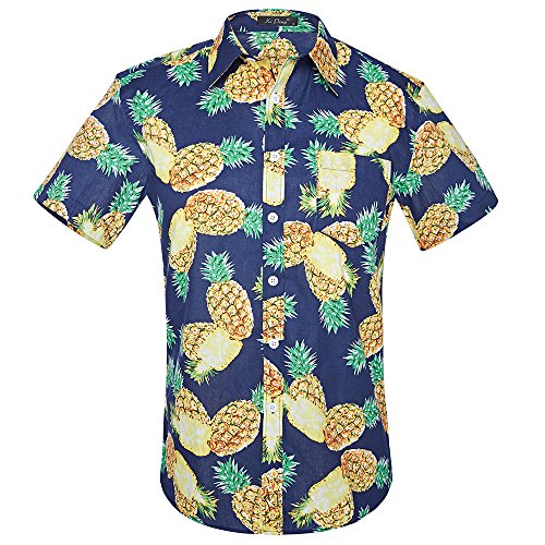 ZhuiKun Camisa Hawaiana Manga Corta para Hombre (E, S)