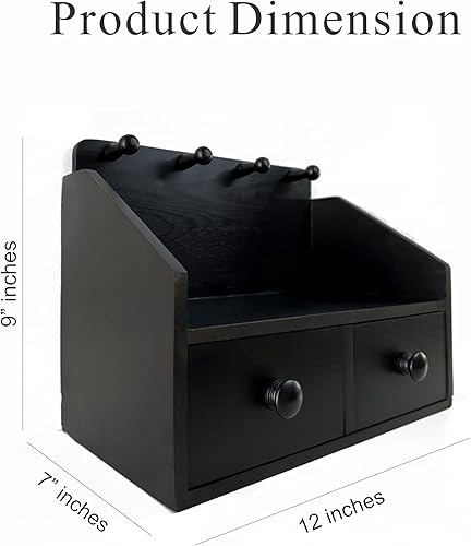 Miniatura 4 de NOBLEHAUS KOLM - Organizador de colonia para hombre, soporte de colonia de madera con cajones, ganchos para llaves y ranura para teléfono, elegante