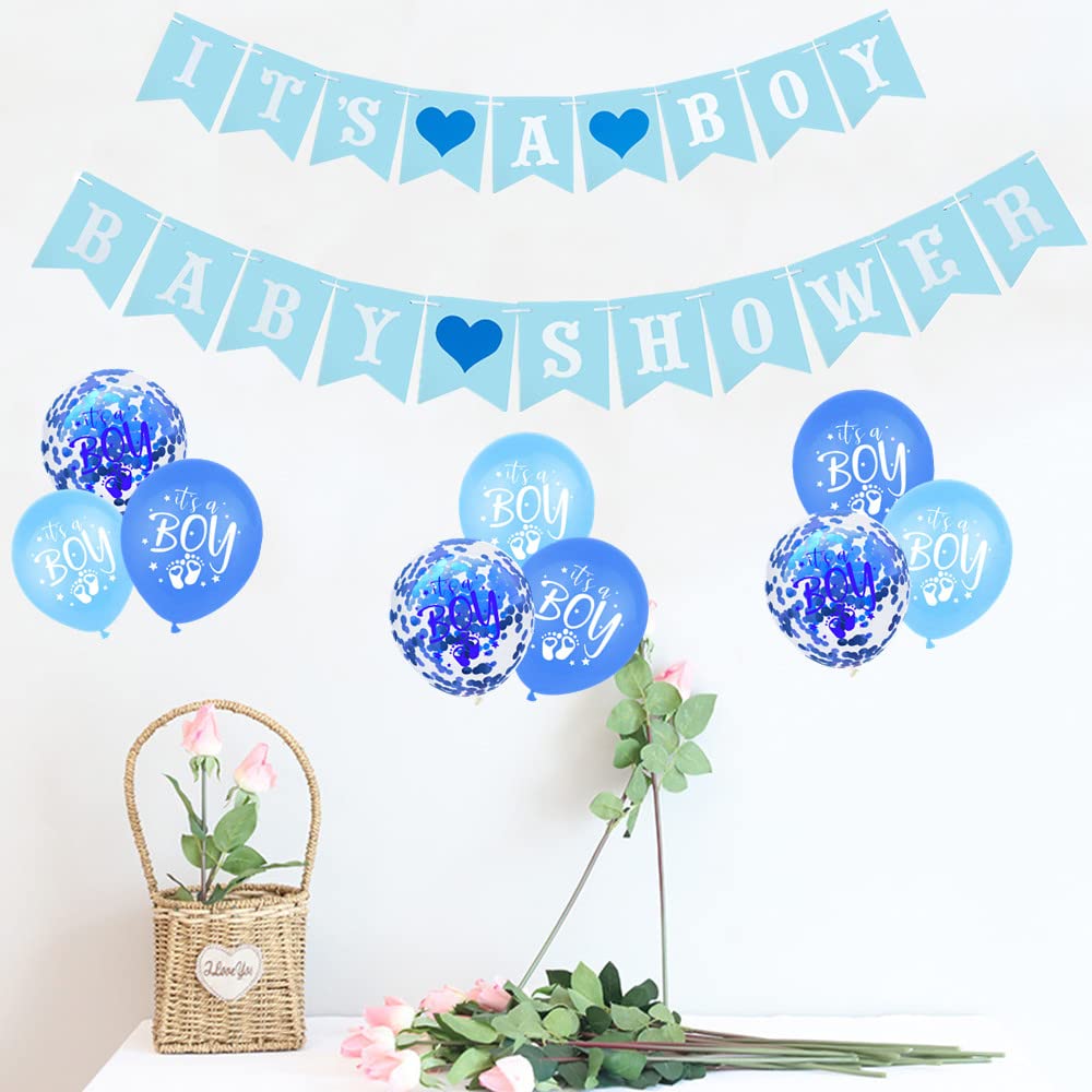 Oh Baby It's A Boy Banner Backdrop - 6x3.6ft Blue Baby Shower Photo Background With String